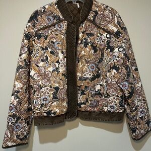 Ladies Free People  "Great Escape" floral paisley  reversible jacket size XS